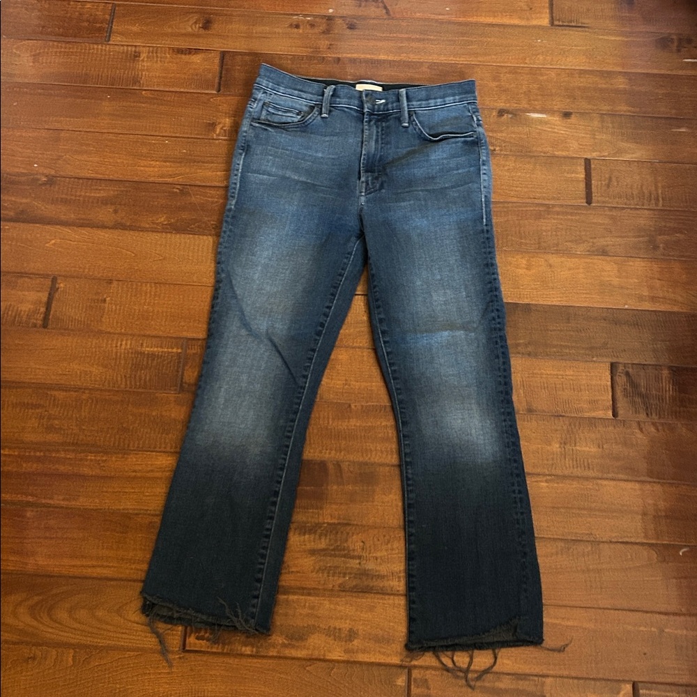 MOTHER Dark Blue Cropped Ankle Jeans